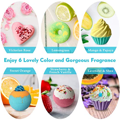Aofmee Handmade Bath Bombs Gift Set - 6 Organic Fizzies for Relaxation