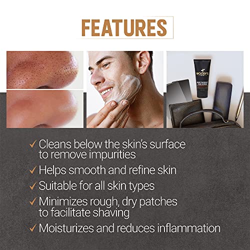 Woody's Multi-Tasking Face Scrub & Hydrating Cleanser for Men – Exfoliates & Moisturizes, 5 Fl Oz