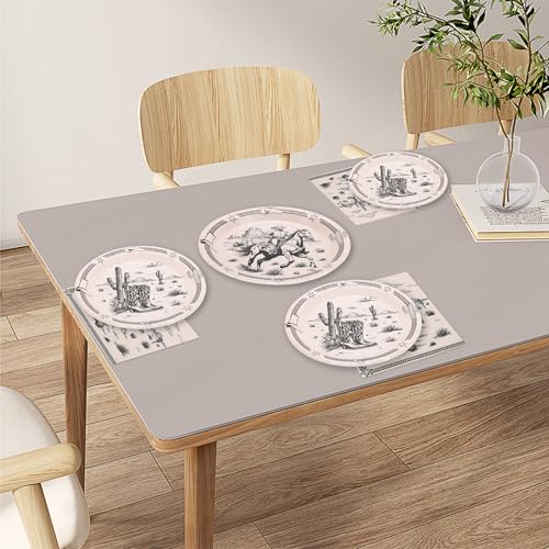 Cowboy Party Supplies Set for 20 | 60PCS Disposable Plates & Napkins