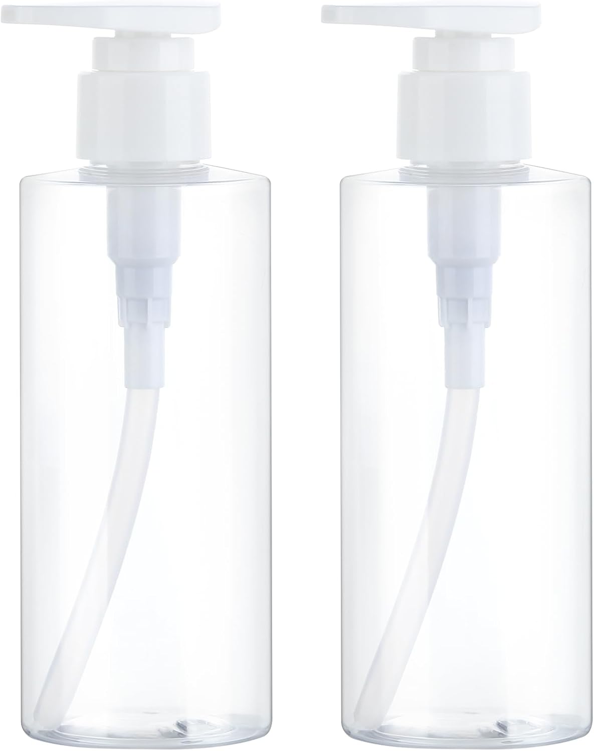 BPA-Free Plastic Pump Bottle Dispenser - 2 Pack Clear Refillable Containers for Lotion & Shampoo