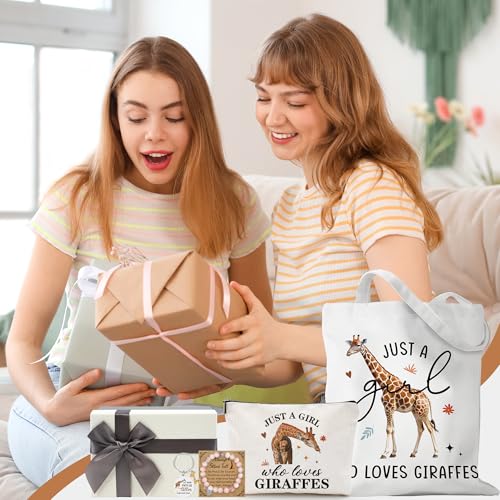 Keluna Giraffe Gift Set - Tote Bag, Makeup Pouch, Bracelet, and Keychain