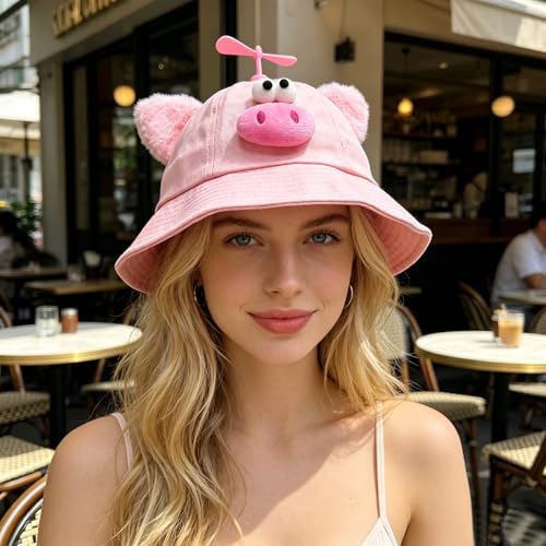 Pig Propeller Hat for Adults | Fun Summer Bucket Hat Costume