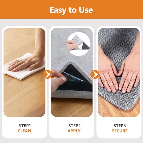 16 Pcs Anti-Slip Rug Tape for Hardwood Floors – Reusable Grippers