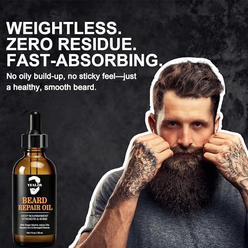 Repair Beard Oil for Men Unscented 1oz – Deep Nourishing, Non-Greasy