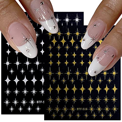 12 Sheets Self-Adhesive Gold Star Nail Art Stickers for DIY Manicure