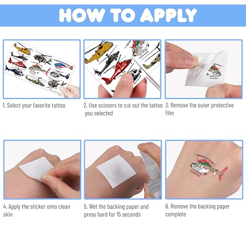 102-Piece Helicopter & Airplane Temporary Tattoos for Kids