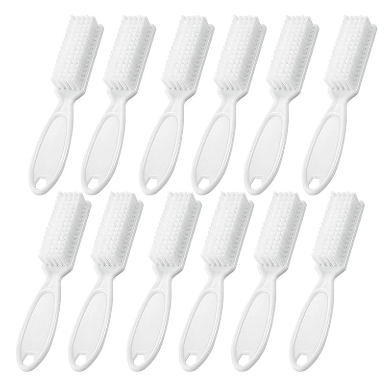 Nail Brush Set - 12Pcs Cleaning Brushes for Fingernails & Toenails | Ergonomic Handle for Manicure & Pedicure (White)