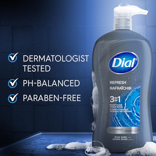 Dial Men 3-in-1 Body, Hair & Face Wash Refresh 32 oz Hydro Fresh