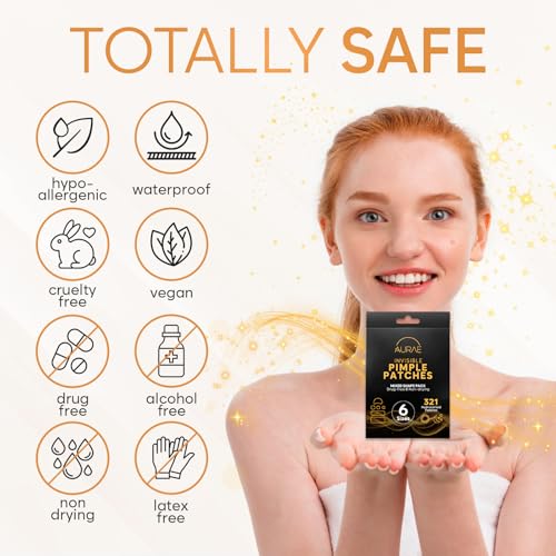 AURAE Hydrocolloid Pimple Patches Variety Pack - 321 Invisible Acne Patches in 6 Shapes
