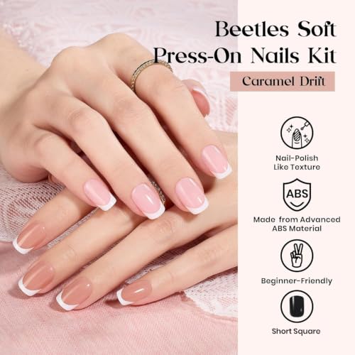 Beetles Press On Nails Kit - Caramel Drift E - 360PCS Short Square Fake Nails