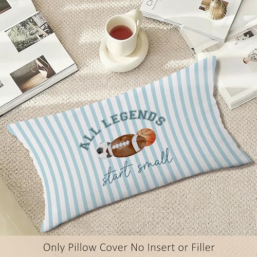 Sports-Themed Throw Pillow Cover 12x20 for Kids' Rooms