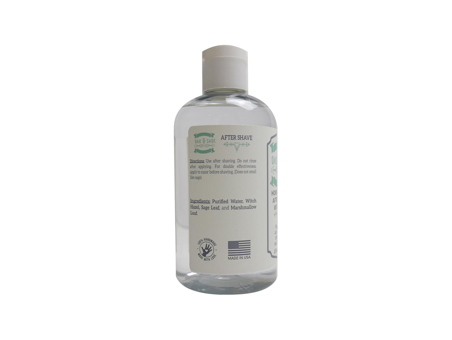 OAK & SAGE Homeopathic After Shave With Sage - Unscented - 8oz - 100% Herbs, No Alcohol, No Chemicals - For All Skin Types
