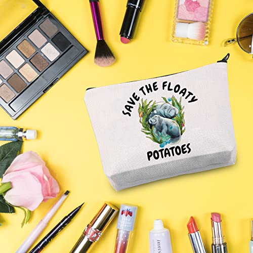 Save The Floaty Potatoes Manatee Makeup Bag - G2TUP Travel Pouch