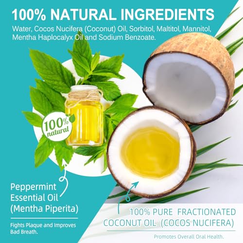 Coconut Pulling Oil Mouthwash Travel Sachets - Natural Mint Oral Care (20 Pack)