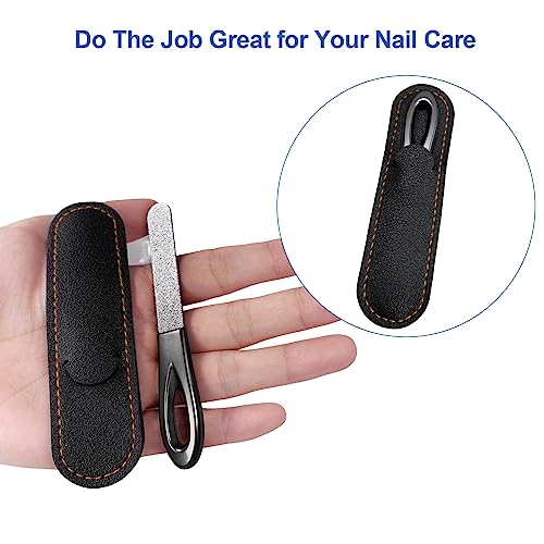 Stainless Steel Nail File Set with Leather Case - 2 Pack