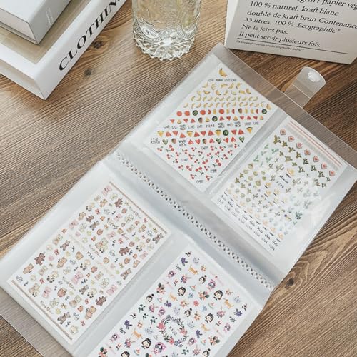 HLQHXWHZT Medium Nail Sticker Book Binder for Nail Decals Storage - Holds 160 Pieces