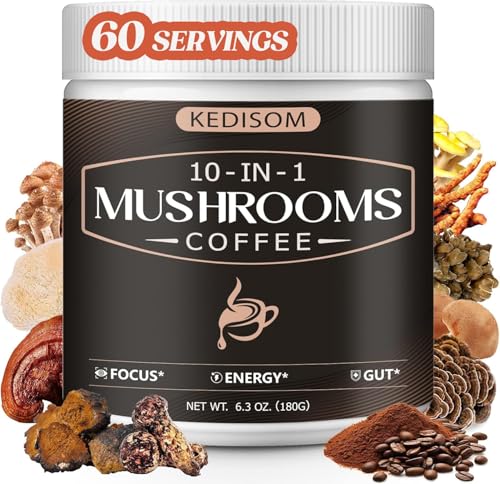 10-in-1 Instant Mushroom Coffee Powder for Focus & Energy - 180g