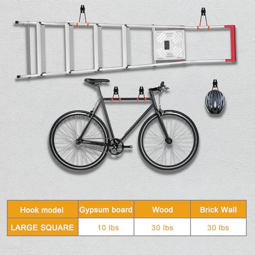 Heavy Duty Garage Hooks - 2 Pack Metal Wall Mount Storage Hooks for Tools & Ladders