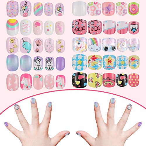 Maitys Rainbow 240 Pcs Press On Nails Set for Girls