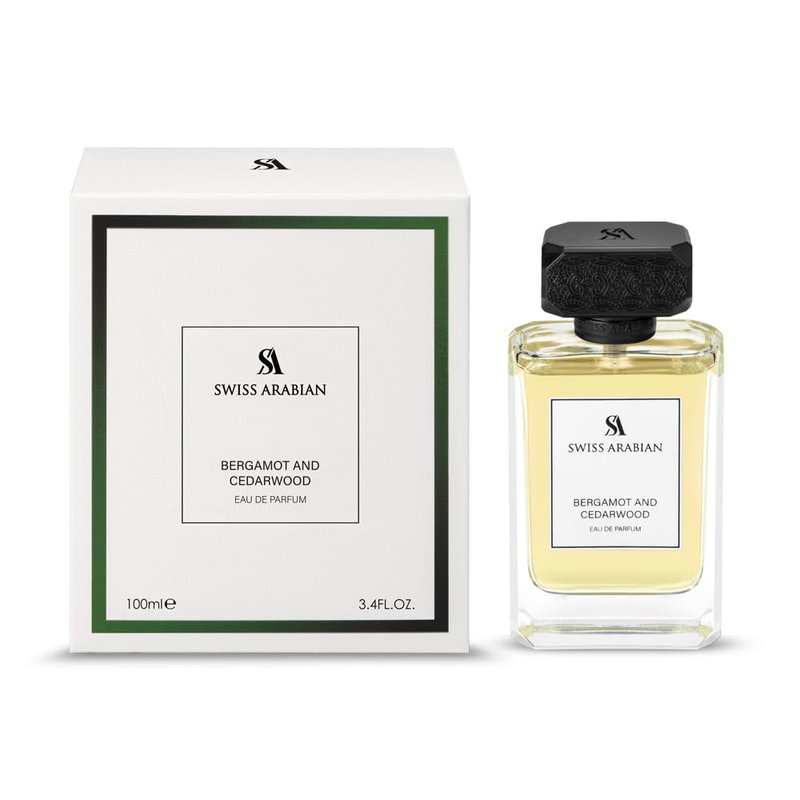Swiss Arabian Bergamot and Cedarwood - Arabian Perfume for Men - Long-Lasting Cologne for Men - Eau de Parfum - Citrus, Woody Fragrances - 3.4 oz