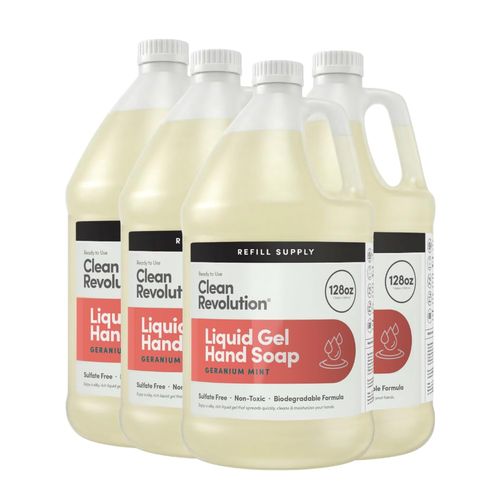 Liquid Gel Hand Soap - Natural Lavender Essential Oils | Silky Rich, Quick Lather, 128 Fl Oz