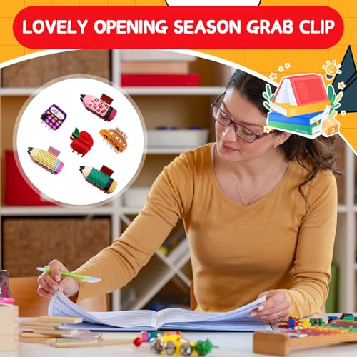 6-Piece School-Themed Hair Claw Clip Set for Teachers