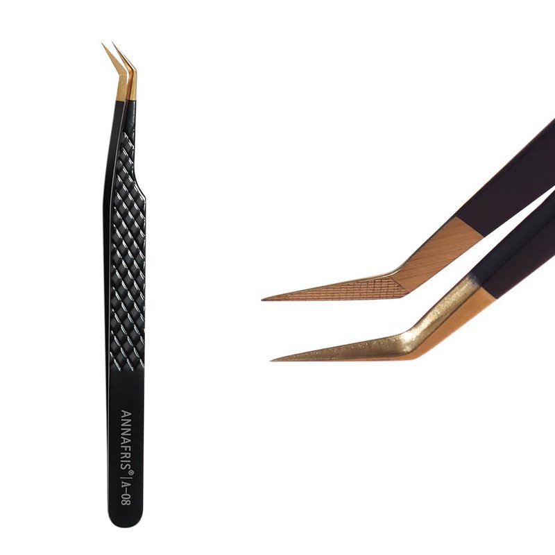ANNAFRIS Lash Tweezers for Eyelash Extensions,Precision Fiber Tip for Volume Eyelash Extensions,Lash Extension Tweezers for Easy Application and Removal-A08