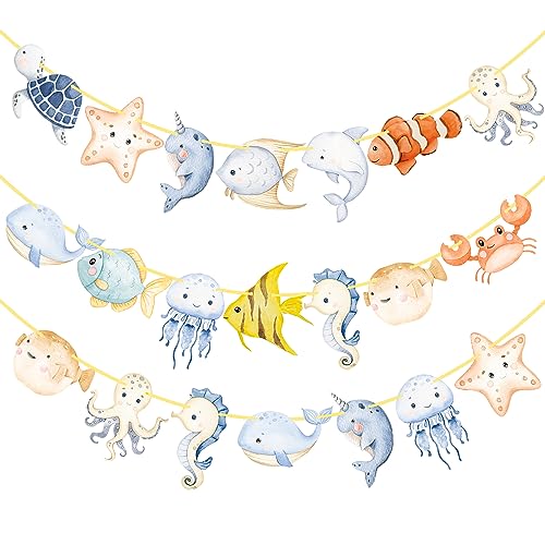 Ocean Animal Banners - 2pcs Under the Sea Party Decorations