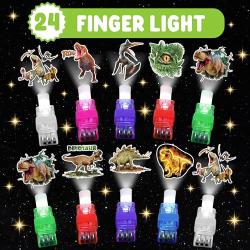 Dinosaur 3D Party Favors Set - Glow-in-the-Dark Tattoos & LED Finger Lights for Kids Birthday