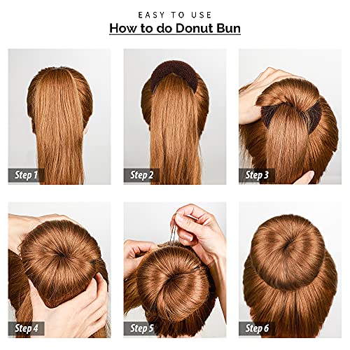 FANDAMEI Brown Hair Accessory Set with Invisible Nets, Donut Makers & Bobby Pins