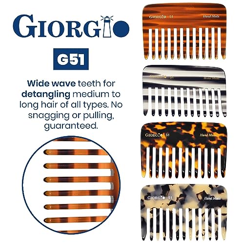 Giorgio G51 Wide Tooth Detangling Comb Tortoiseshell - For Thick Curly Wavy Hair, 1 Pack