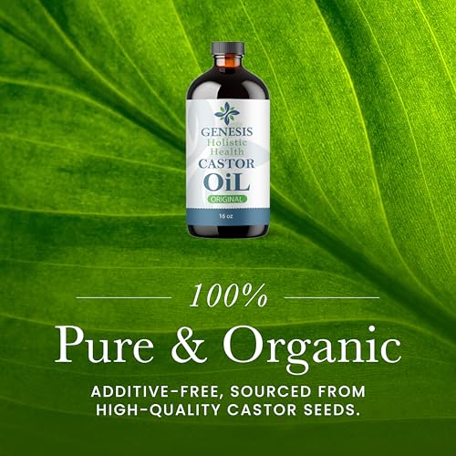 Genesis Holistic Health Organic Castor Oil 16oz Cold Pressed Hexane-Free for Hair & Skin