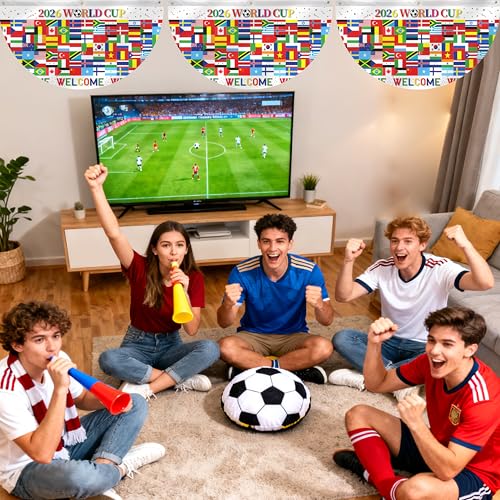 3-Piece World Flags Banner Set - 1.5x3 ft Party Decorations