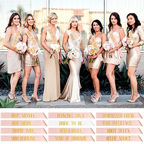Bachelorette Party Sash Set - 12 Pack with Bride to Be & Team Bride Sashes