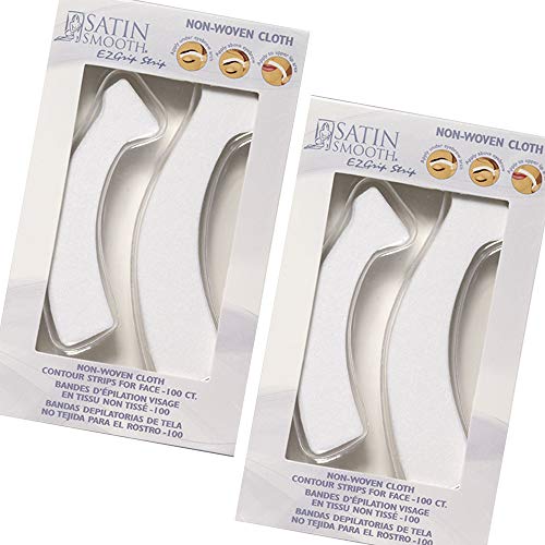 Satin Smooth EZ Grip Facial Wax Strips - Non-Woven Hair Removal, 200 Count