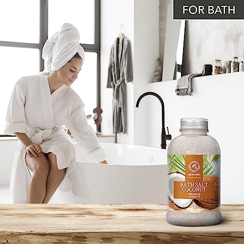 AROMATIKA Coconut Sea Salt Bath Soak - 21.16 oz Natural Mineral Bath Salts