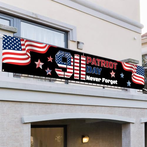 911 Patriot Day We Will Never Forget Banner - 120x20 Inches