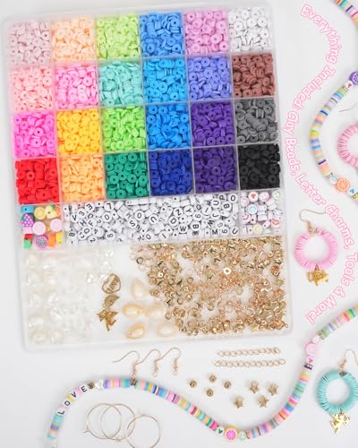 Mio Angle 6,000-Piece Clay Beads Bracelet Kit – 24 Colors with Charms & Letters