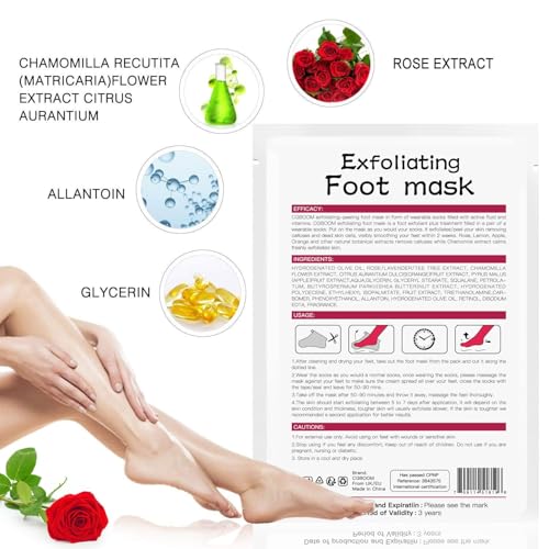 Foot Peel Mask 3 Pack - Exfoliating Callus Remover for Dead Skin & Rough Feet