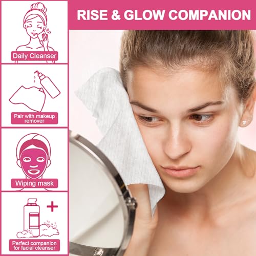 FACEMADE 100 Disposable Face Towels, XL 7.9 x 9.5 in - Biobased Soft Wipes (2 Packs, 100 count each)