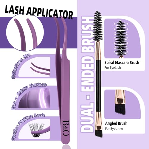 B&Q Fluffy Lash Clusters Kit 70D+90D Volume Eyelash Extensions 10-18mm, D Curl, 280PCS