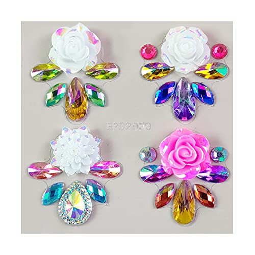 RUSTAMM Rainbow Rhinestone Tattoo Stickers for Face & Body