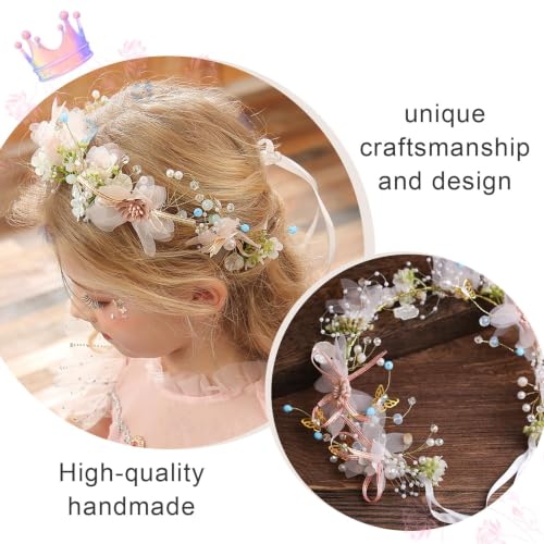 Pink B Princess Flower Crystal Headpiece - Rhinestone Pearl Hairband for Weddings & Photography