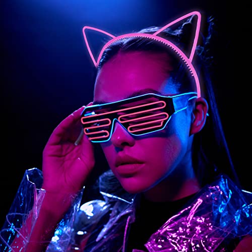 ZIRICHER 12 Cat Ear Headbands - Glow in the Dark Hair Accessories