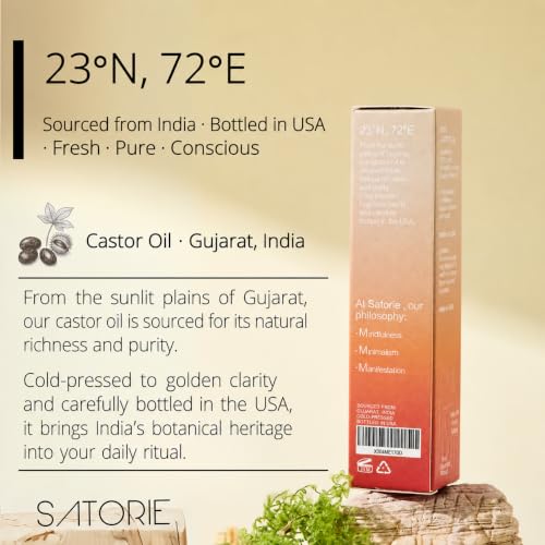 Satorie Organic Castor Oil Roll-On with Rose Quartz Roller, 2-Pack