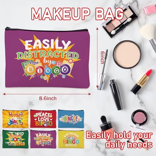 Sitsink Bingo Gifts Makeup Bag - Funny Bingo Lover Reusable Canvas Pouch, 6 Designs