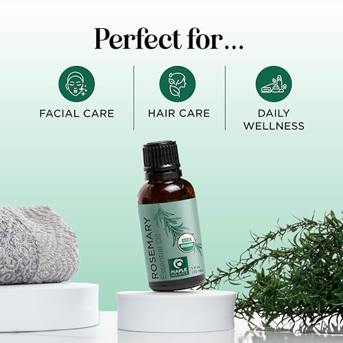 Maple Holistics Organic Rosemary Oil for Hair & Skin - 1 Fl Oz