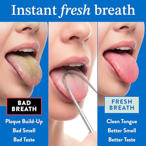 Mouthology Stainless Steel Tongue Scraper (3 Pack) - Oral Hygiene Cleaner