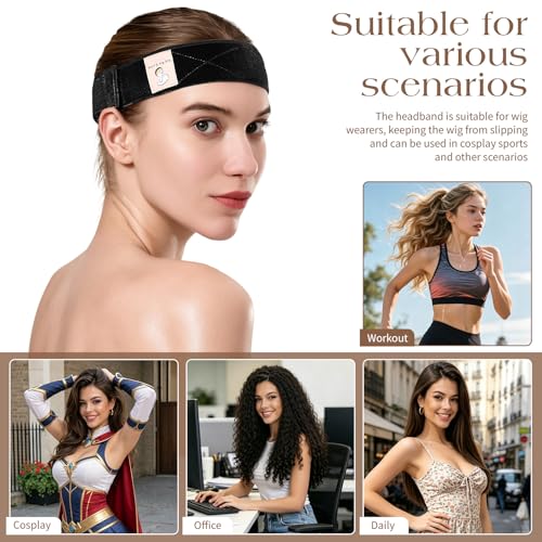 HappClan Black Velvet Wig Grip Band Non-Slip Hair Accessory for Women