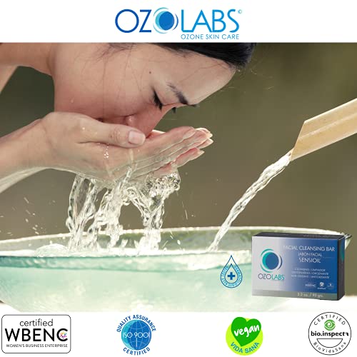 OZOLABS Organic Ozonated Oil Facial Cleansing Bar for Sensitive Skin, 3.2 oz